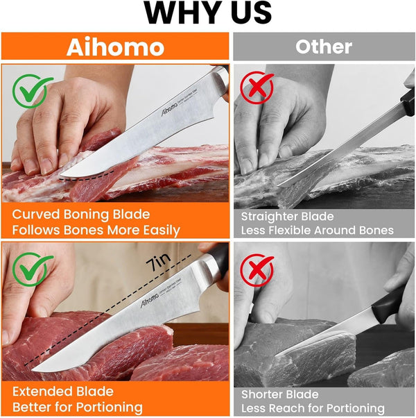 6.5-Inch Boning Knife, Curved Semi-Flexible Blade for Brisket Trimming4