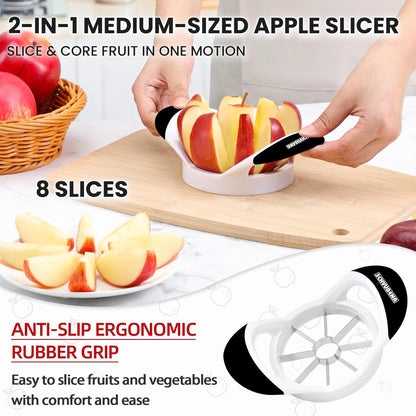 3.5 Inch Apple Slicer - Professional Apple Cutter - Stainless Steel Apple Corer - Super Sharp Apple Slicer and Corer - Apple Tool with 8 Sharp Blades(Black)2