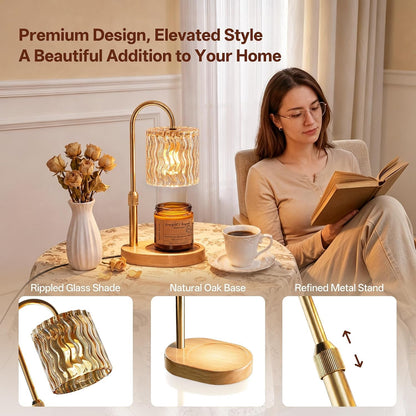 Decorative Ripple Glass Candle Warmer Lamp, Dimmable6