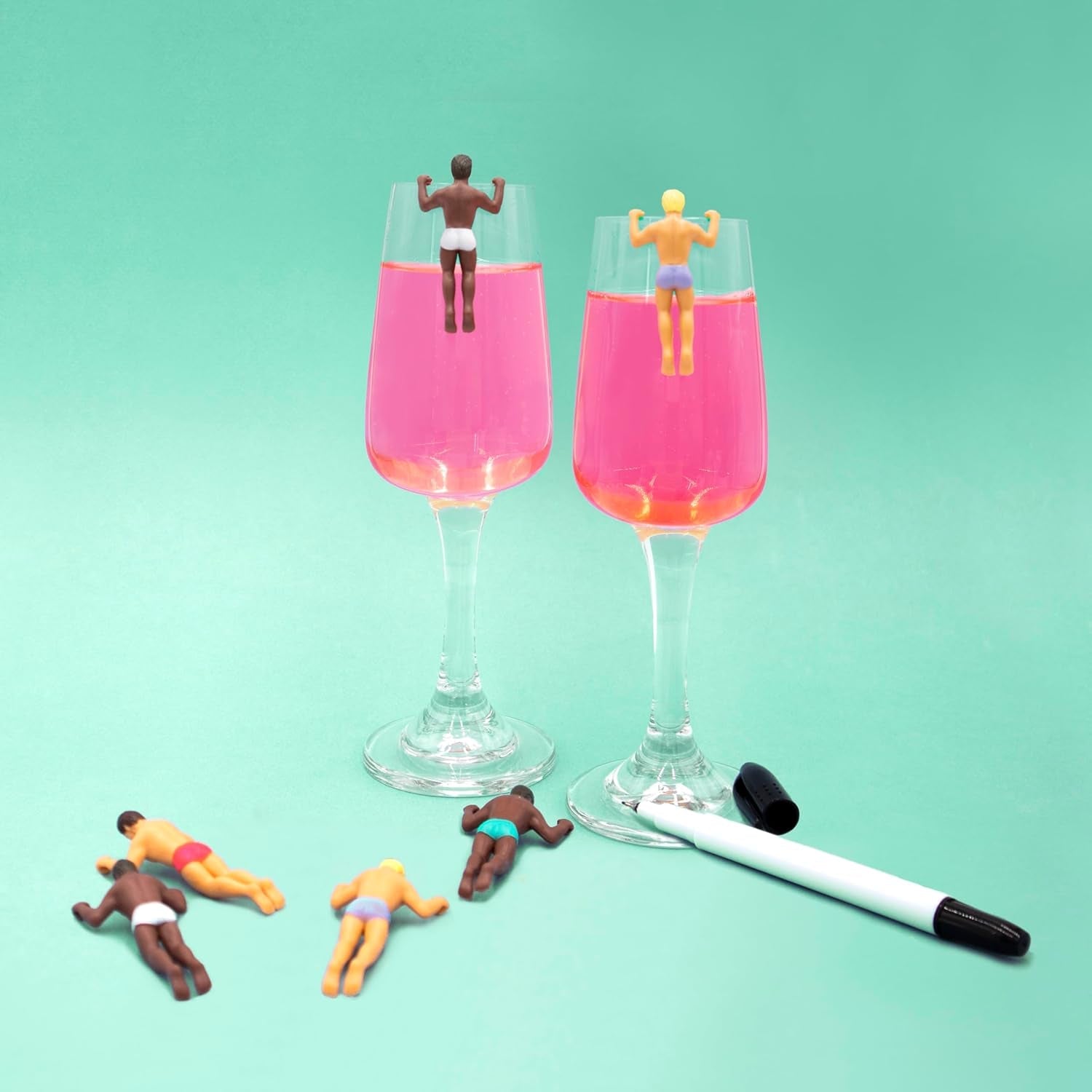 npw-reusable-wine-glass-and-drink-markers-classics-style-muscular-fun-party-pack-party-favors-12-count-assorted-toy-figures
