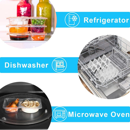 20-Pack Reusable Snack Containers with Lids, 2-Compartment Snackle Box Container for Meal Prep, Portion Control Snack Pack for Office, Travel & Gym, Microwave Safe (40 Pcs)4