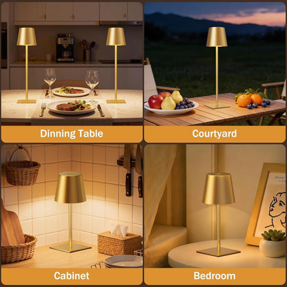 Gold Rechargeable Table Lamp, Cordless Battery Operated Lamp Set5