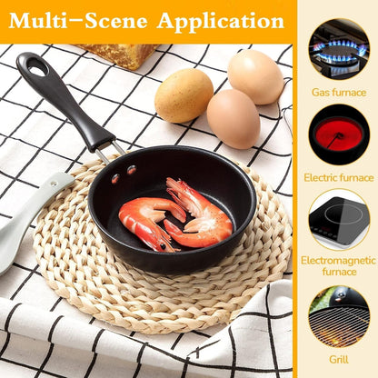 Egg Frying Pan, 4.7 Inch Single Egg Durable Small Cooking Pot with Handle Nonstick Frying Pan with Lid Covered Heat Resistant Small Skillet Portable round Omelet Skillet for Stove5