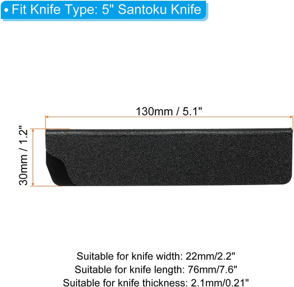 ABS Knife Cover Sleeves for 5" Santoku Knife, 6 Pack Knife Guard Blade Protector Universal Knife Sheath for Home Kitchen, Black2