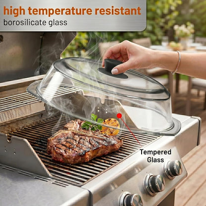 Microwave Tall Glass Plate Cover | Splatter Guard Lid with Easy Grip Silicone Handle Knob | 100% Food Grade | BPA Free and Dishwasher Safe | 10 Inch (Black-)7