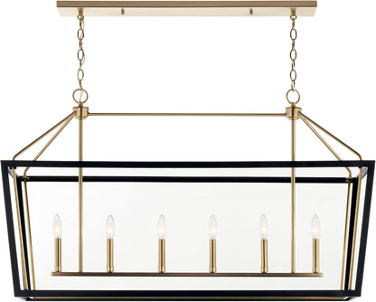 Delvin 6-Light Linear Chandelier, Champagne Bronze and Black3