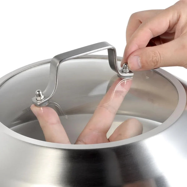 12.75 Inch (12.2 Inch Inner Diameter) Stainless Steel Basting Cover, for 13.5 Inch Wok, Melting Dome for Griddle Cooking, round Steaming Cover Lid with Tempered Glass Top and Steam Holes9