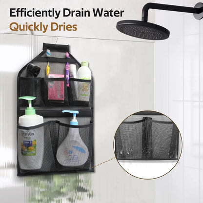 Bathroom Shower Organizer Mesh Hanging Shower Caddy with Rotatable Hanger (Black)5