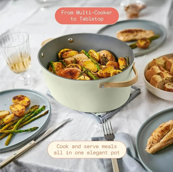 Heathy Cooking 10-In-1 6 Quarts Electric Multi-Cooker Slow Cooker, Rice Cooker, Steamer & More | Touch Control, Oven-Safe, Dishwasher-Safe | Sage Green6