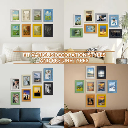 4X6 Picture Frames Set of 8, Wall Gallery Photo Frames, High-Definition Real Glass, for Tabletop or Wall Hanging3