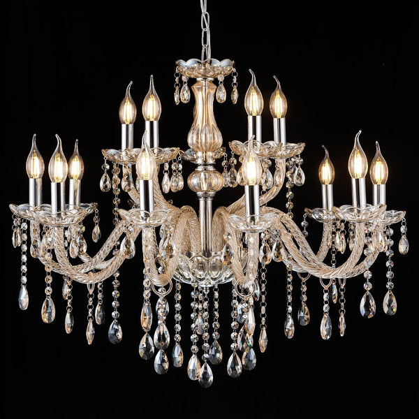 Cognac 15 Lights Large Crystal Chandeliers for Dining Room 30.7"1