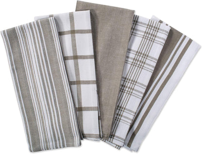 Assorted Woven, Kitchen Dishtowel Set, 18X28, Brown, 5 Piece2