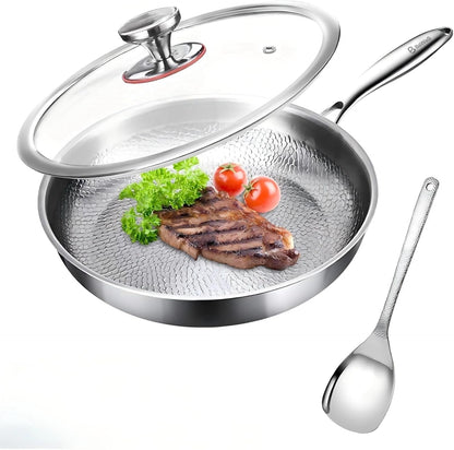 Titanium Frying Pan 12 Inch with Lid & Turner - Uncoated Nonstick Pure Titanium Skillet, PFAS PFOA PTFE Free, Non Toxic Induction & Oven Safe 750F Cookware Set1