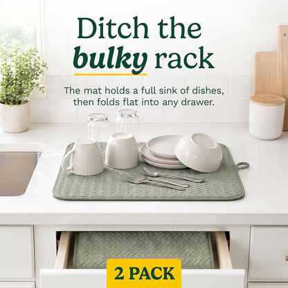 Cuisinart Dish Drying Mat for Kitchen Counter, 2-Pack XL 18"X24" | Ultra Absorbent, Quick-Dry Microfiber, Machine Washable Countertop Pad, Safe for Granite and Quartz, Ideal for Large Loads3