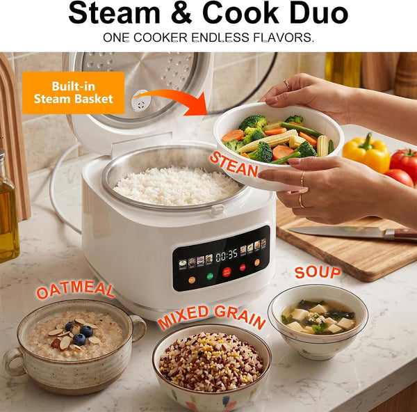 Digital Rice Cooker, 8-Cup Uncooked/16-Cup Cooked Capacity, Touch Screen with 8 Cooking Programs, Auto Keep Warm, 24-Hour Delay Timer, Non-Stick Inner Pot & Steamer Basket for White/Brown Rice, Quinoa, Oatmeal, Porridge, Soup2