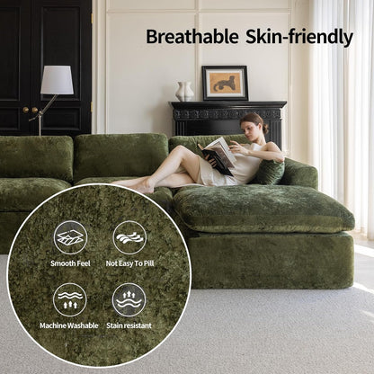 Cloud Sectional Couch for Living Room, Modern L-Shape Sofa with Back Cushion, Oversized Convertible Deep Chenille Seater Modular Couches6