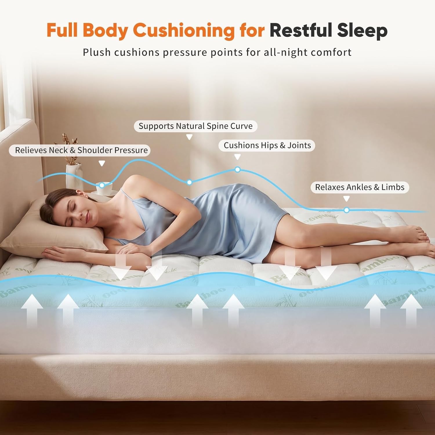 twin-mattress-topper-pillow-top-bed-topper-deep-pocket-comfort-breathable-cooling-soft-viscose-bamboo-pillow-cover-green