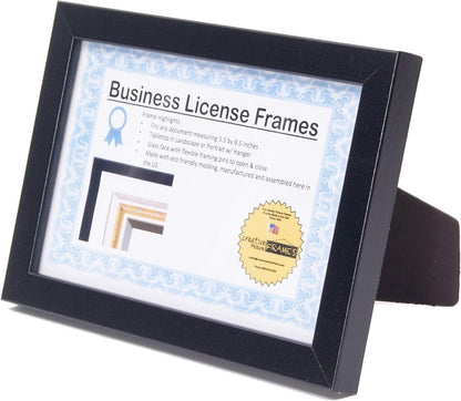 [5.5X8.5Bk] Professional Black Business License Certificate Frame, Holds 5.5X8.5-Inch Media, Self-Standing with Wall Hanger2