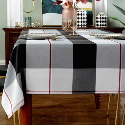Rectangle Tablecloth, 60" X 84" Checkered Table Cloth, Grey1
