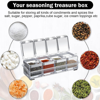 2 Set Acrylic Seasoning Organizer Box 10X4X3.2 in 8 Clear Seasoning Rack5