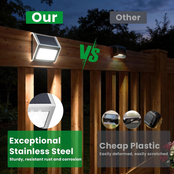 Solar Deck Lights Perfect for Fence, Step, Stair Decor-Cool White-8P5