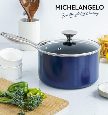 4 Quart Saucepan with Lid, Nonstick Ceramic Sauce Pan with Stainless Steel Handle, 4 Qt Saucepan with Lid Induction Compatible, Oven Safe, Blue6
