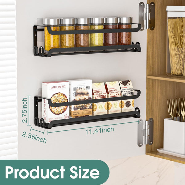 2 Pack Wall Mounted Spice Rack for Spice Jars & Seasonings (Black)3