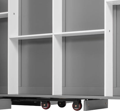 Rotating Queen Murphy Bed with Hidden Storage Racks, Space-Saving Multifunctional Wall Bed for Home Office & Small Rooms (Gray#62)6