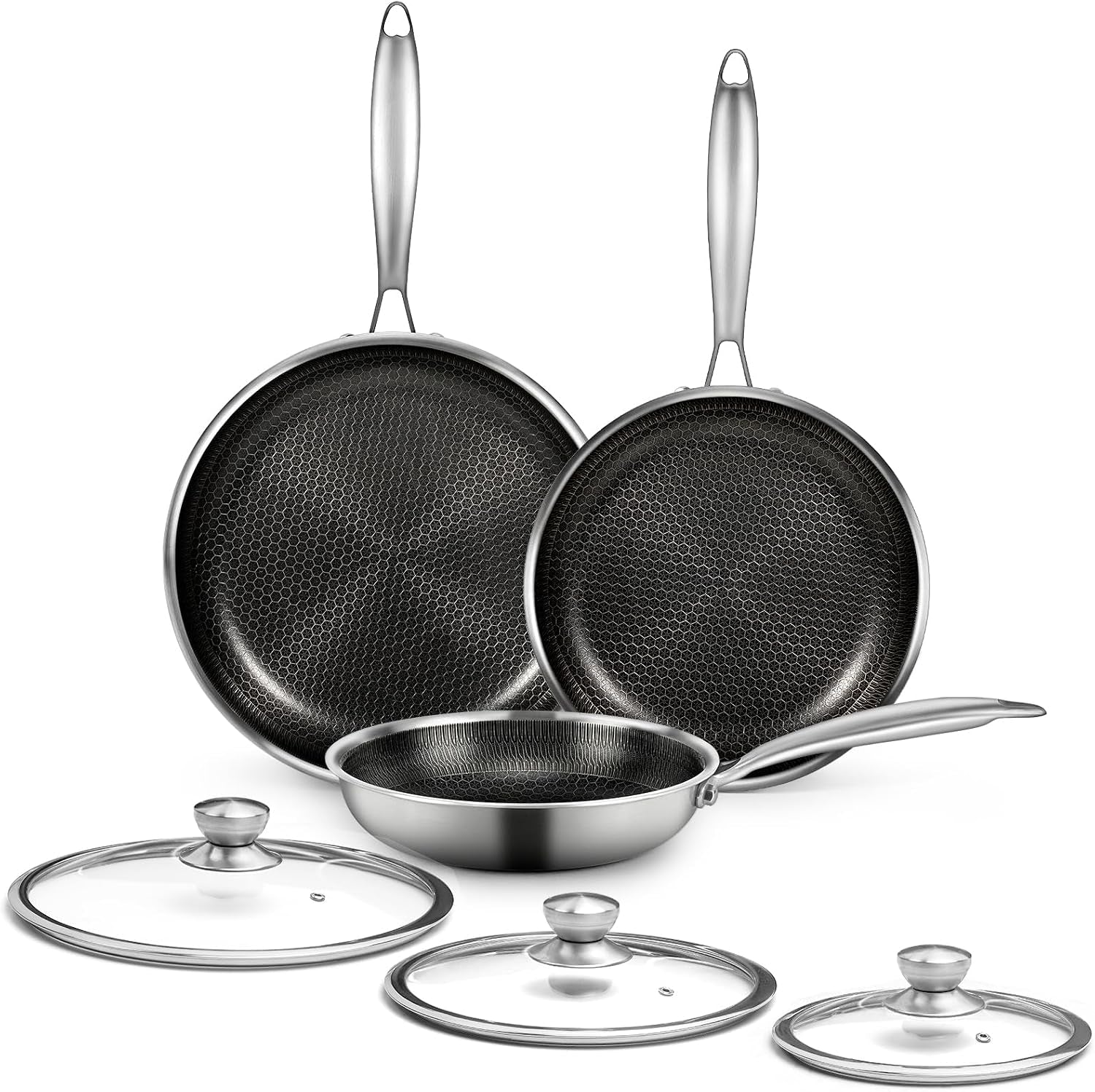 6-pieces-stainless-steel-frying-pan-set-with-lids8-9-5-11-honeycomb-nonstick-frying-pan-set-induction-oven-safe-stay-cool-handles-compatible-with-all-cooktops-pfoa-free
