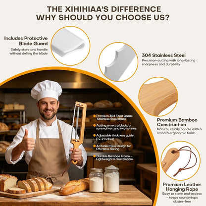 Adjustable Bread Knife for Homemade Bread Sourdough, Bamboo Handle5