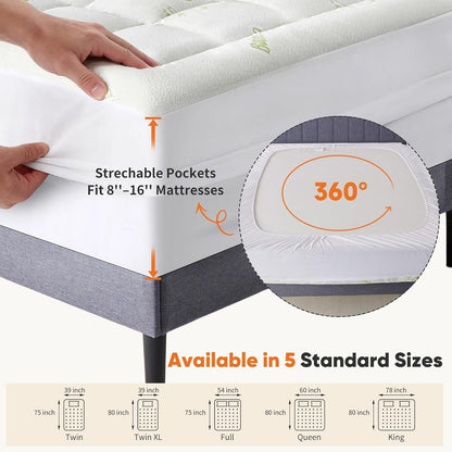Twin Mattress Topper, Pillow Top Bed Topper | Deep Pocket Comfort, Breathable Cooling, Soft Viscose Bamboo Pillow Cover, Green8