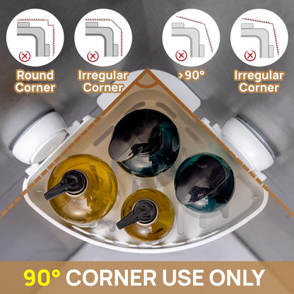 Corner Shower Caddy Suction Cup, Shower Shelves Suction Cup, White3