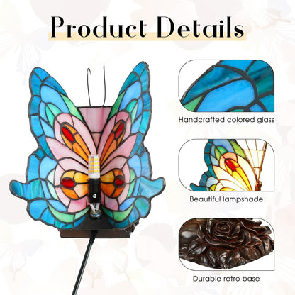 Tiffany Style Blue Pink Butterfly Table Lamp3