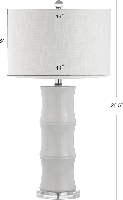 Tiki Table Lamp 26.5" Bamboo Ceramic Bedside Nightstand, White3