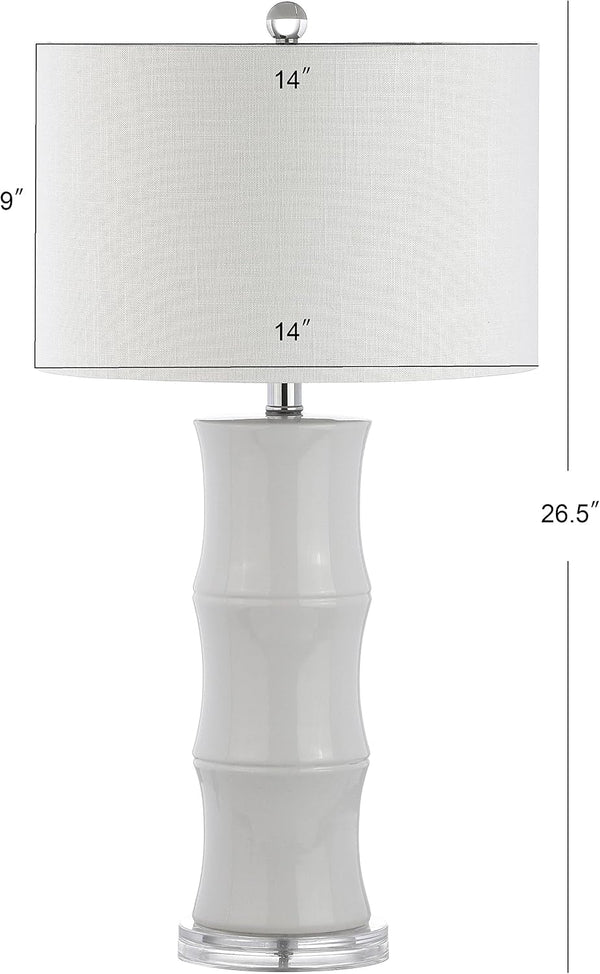 Tiki Table Lamp 26.5" Bamboo Ceramic Bedside Nightstand, White3
