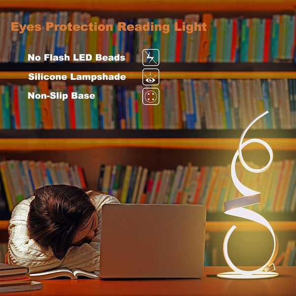 20W 2700LM 3 Colors Dimmable LED Art Table Lamp 21.4 Inch with Touch Switch for Living Room,Bedroom (White)6