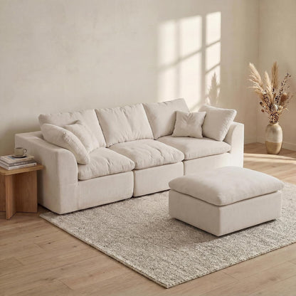 110" Boneless Sectional Couch, L-Shaped Modular Cloud Sofa for Living Room, Non-Slip 3 Seater with Ottoman, Washable Covers & Stay-Put Velcro, Cream1