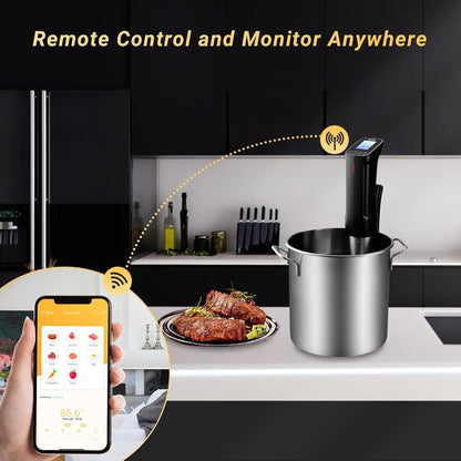 NKBIRD WIFI Sous Vide Cooker ISV-100W, 1000 Watts Fast-Heating W/Free APP | Sous Vide Machine Immersion Circulator W/ 14 Free Preset Recipes , Thermal Immersion W/ Smart Timer, Calibration Function2