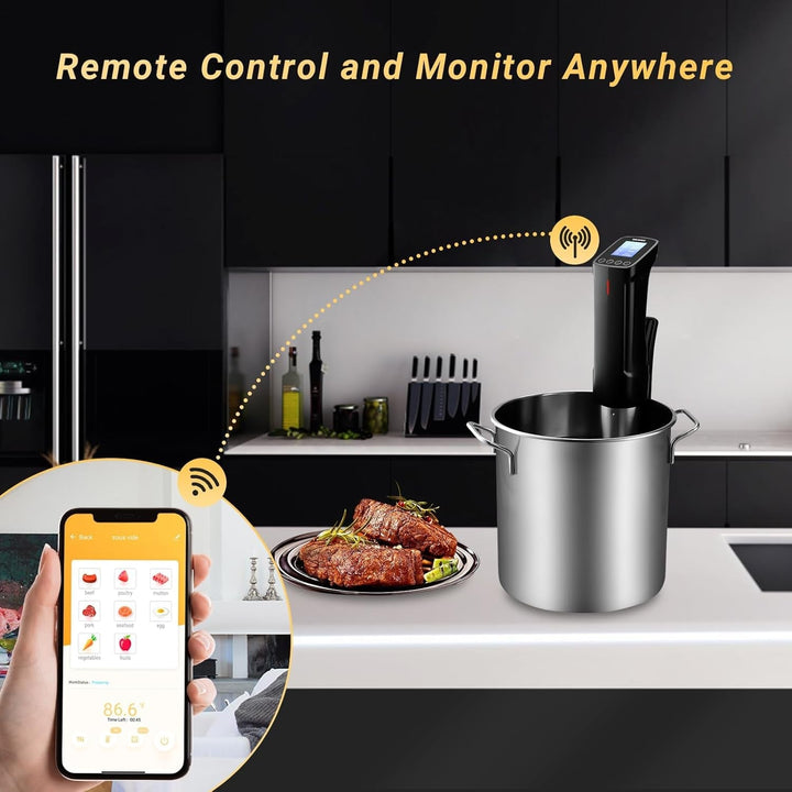 NKBIRD WIFI Sous Vide Cooker ISV-100W, 1000 Watts Fast-Heating W/Free APP | Sous Vide Machine Immersion Circulator W/ 14 Free Preset Recipes , Thermal Immersion W/ Smart Timer, Calibration Function+2