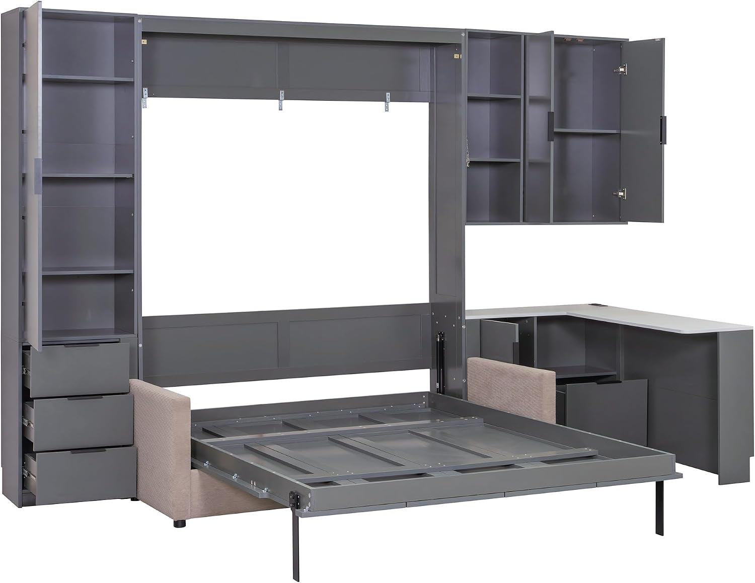 queen-size-foldable-murphy-bed-with-sofa-and-desk-wall-cabinet-bed-with-hydraulic-storage-shelves-drawers-led-usb-lighting-dark-gray-panel-beige-sofa