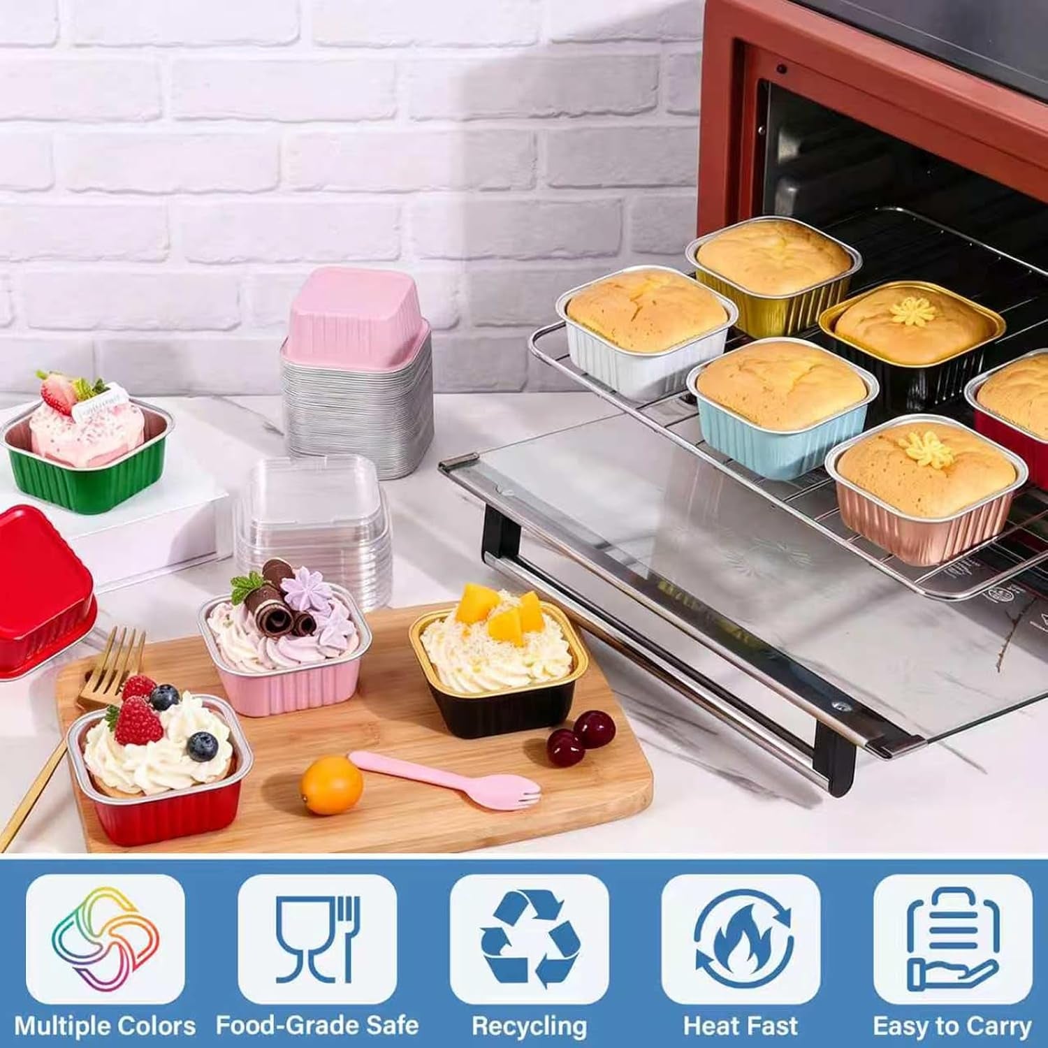 50-pack-mini-cake-pans-with-lids-and-spoons-5oz-square-aluminum-foil-brownie-baking-cups-small-cake-tins-individual-cake-pans-with-lids-for-wedding-birthday-party-pink