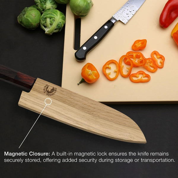 Magnetic Oak Wood Saya Cover Blade Protector for Santoku (180Mm)7In4