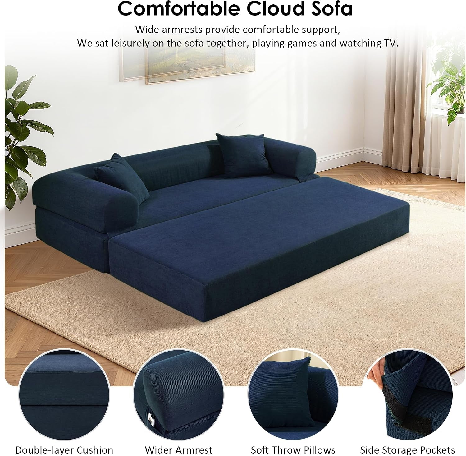 80-corduroy-convertible-sofa-bed-3-in-1-boneless-couch-navy-blue