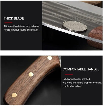 Meat Cleaver, Forged 5Cr15Mov Stainless Steel Kitchen Chef Knives Meat Fish Vegetables Sliced Professional Chinese Butcher Cleaver Knife(Knife B)3