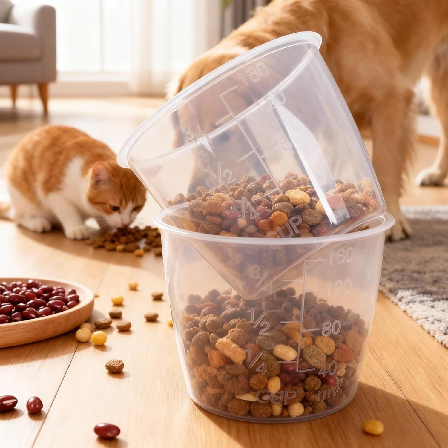 2pcs-plastic-transparent-rice-measuring-cups-160ml-3-4-cup-thicken-rice-cooker-measuring-cup-double-scale-rice-and-dry-material-kitchen-supplies-for-cooking-dog-cat-food-measuring