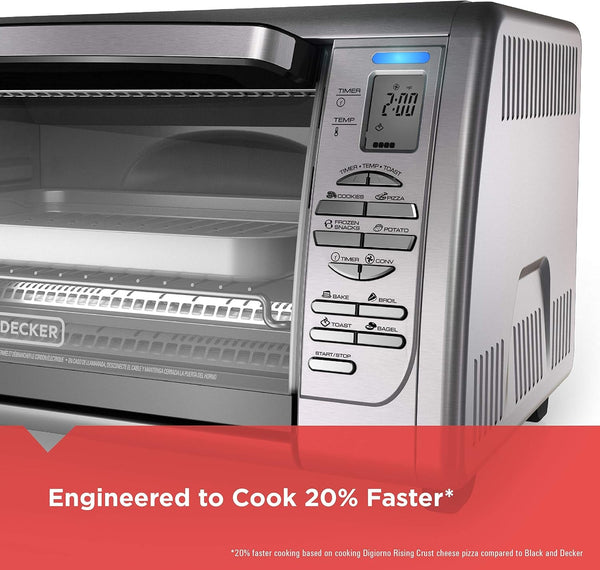 Black+Decker Countertop Convection Toaster Oven, 8 One-Touch Cooking Functions, Stainless Steel2