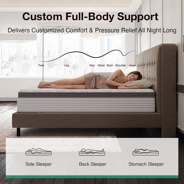 12 Inch King Size Mattress, Hybrid Medium Mattress, Pressure Relief5