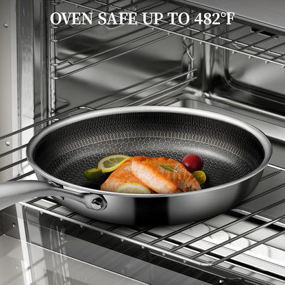 6 Pieces Stainless Steel Frying Pan Set with Lids(8"+9.5"+11") | Honeycomb Nonstick Frying Pan Set, Induction & Oven Safe, Stay-Cool Handles, Compatible with All Cooktops, PFOA Free7
