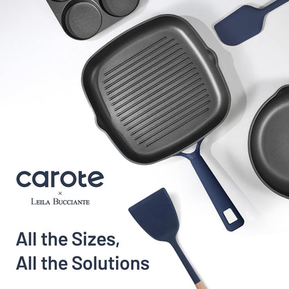 49Pcs Pots and Pans Set, Nonstick Cookware Set with Bakeware | Induction Kitchen Set with Silicone Lids, Easy Food Release, All-Stovetop Compatible, with Knife Set, Blue9