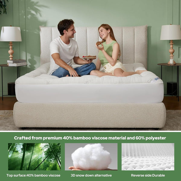 Queen Mattress Topper , Thick Pillow Top Mattress Pad3